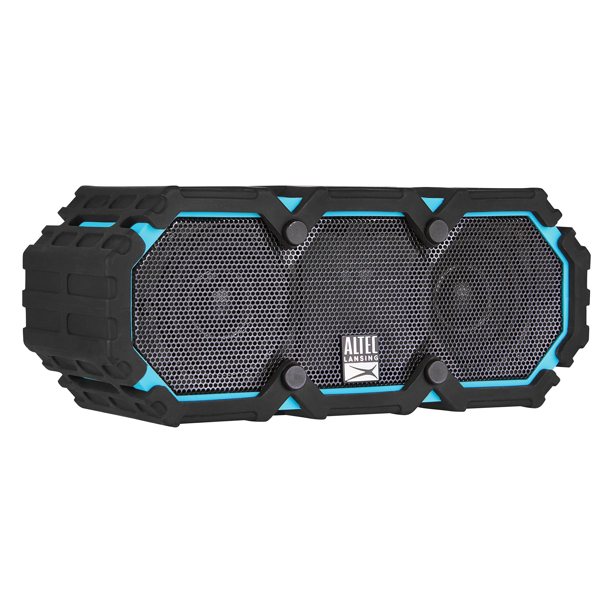 Altec Lansing iMW477 Mini Life Jacket Bluetooth Speaker Waterproof Wireless Bluetooth Speaker, Hands-Free Extended Battery Outdoor Speaker, Ultra-Portable 10ft Range, Blue/Black