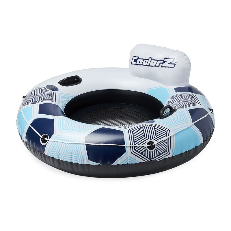 Bestway CoolerZ Rapid Rider 53" Inflatable Blow Up Pool River Tube Lake Lounger Float with 2 Cup Holders, Handles, Backrest and Mesh Bottom, Blue