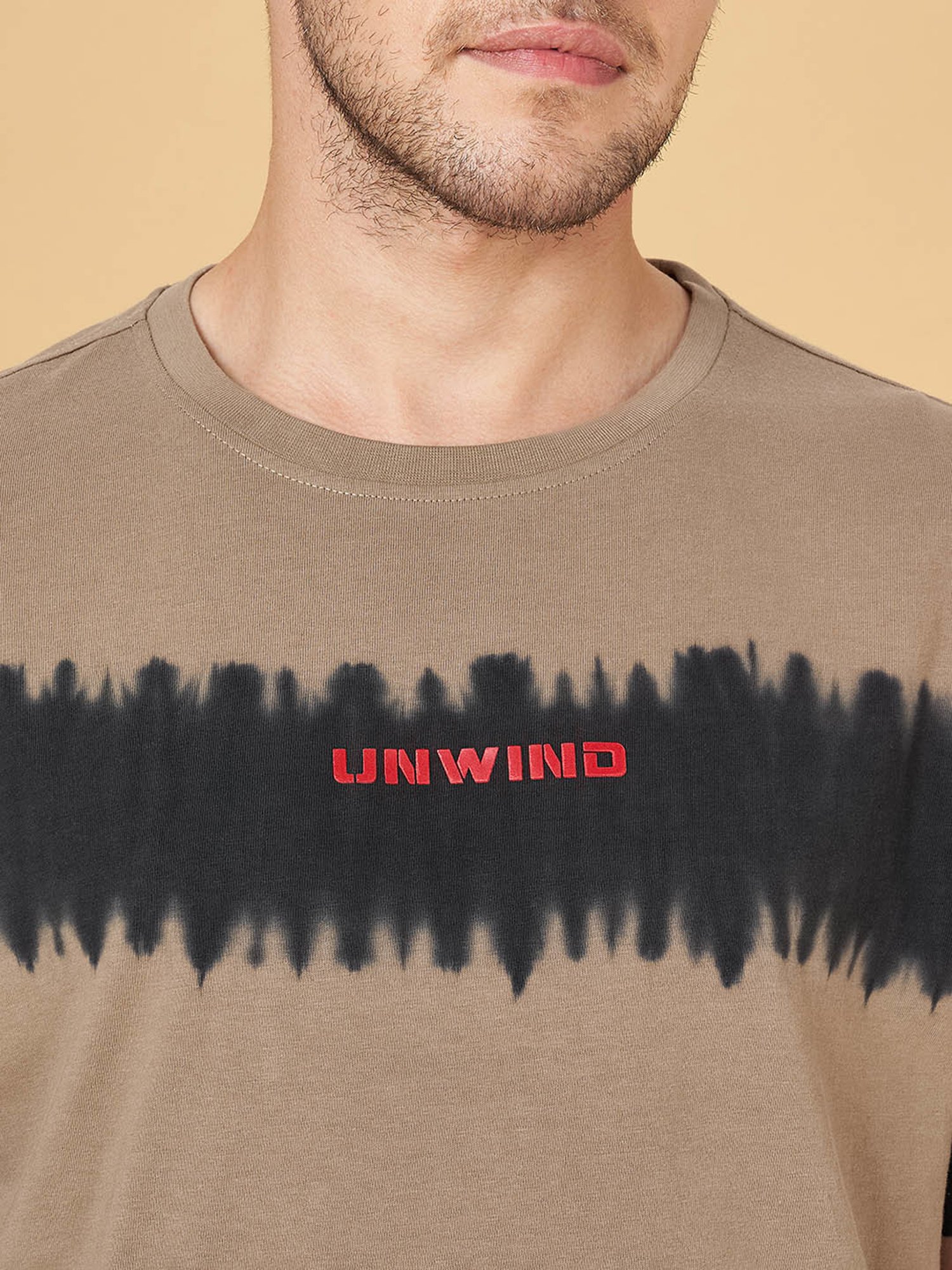 Street 808 by Pantaloons Beige Regular Fit Printed T-Shirt