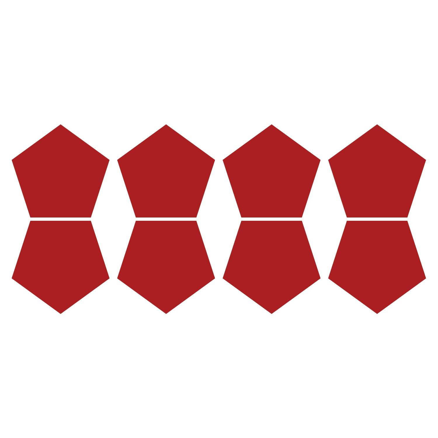 LiteMark 5.5 Inch Red Removable Pentagon Decals - Pack of 8