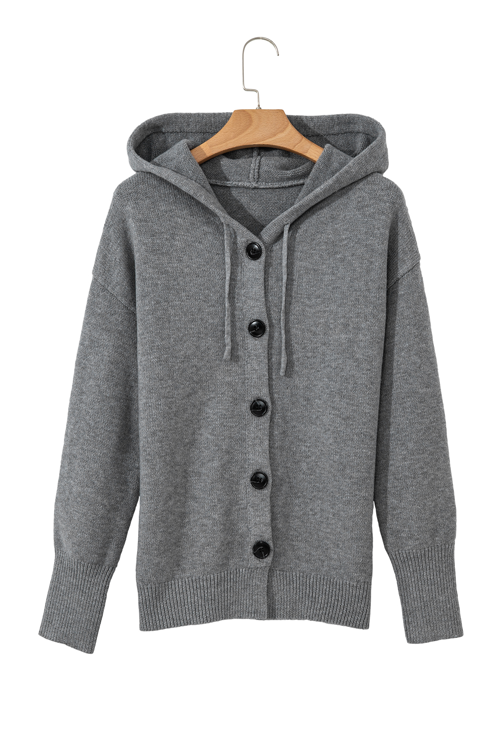 Black Plaid Casual Contrast Trim Knit Cardigan