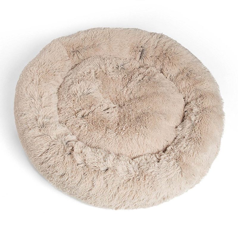 Best Friends by Sheri Luxury 45" Shag Faux Fur Donut Cuddler Pet Bed, Taupe