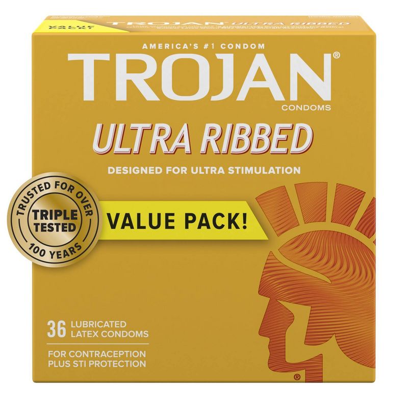 Trojan Ultra Ribbed Premium Lube Condoms - 36ct