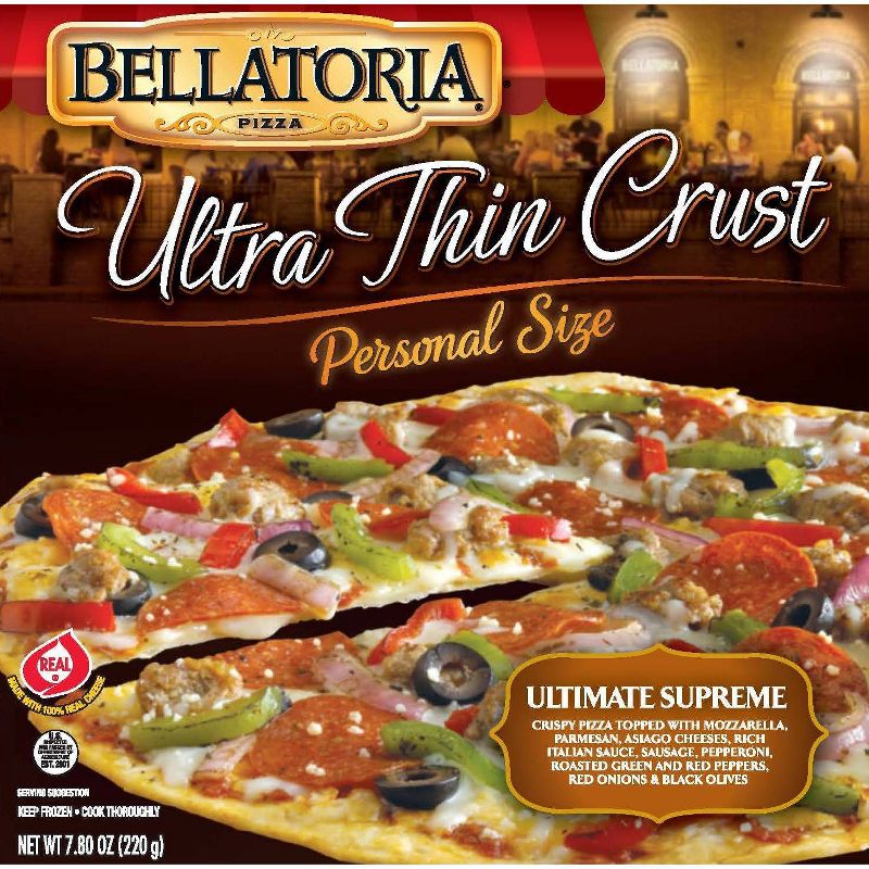 Bellatoria Personal Size Thin Crust Supreme Frozen Pizza - 7.8oz