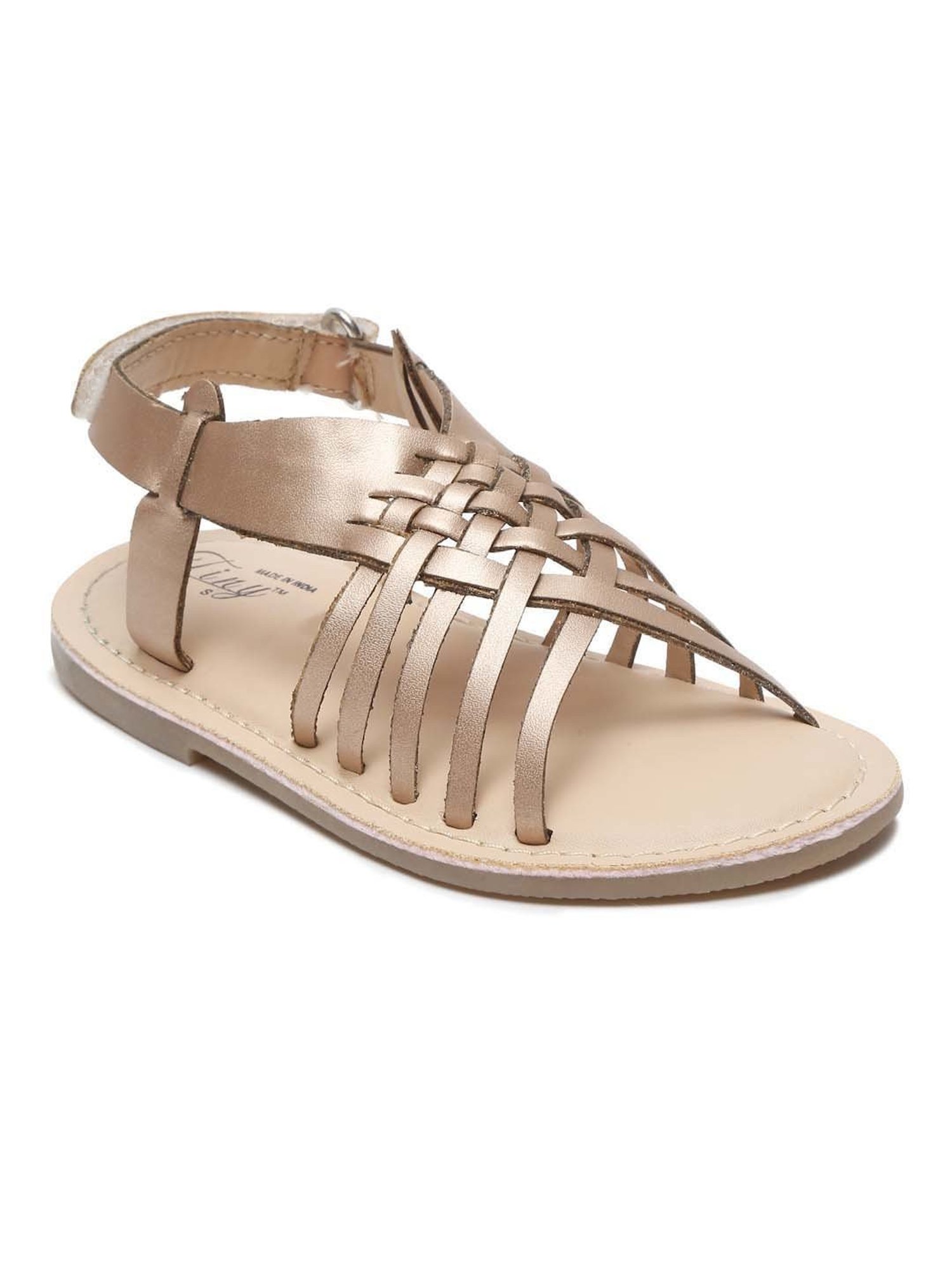 Tiny Bugs Kids Golden Cross Strap Sandals