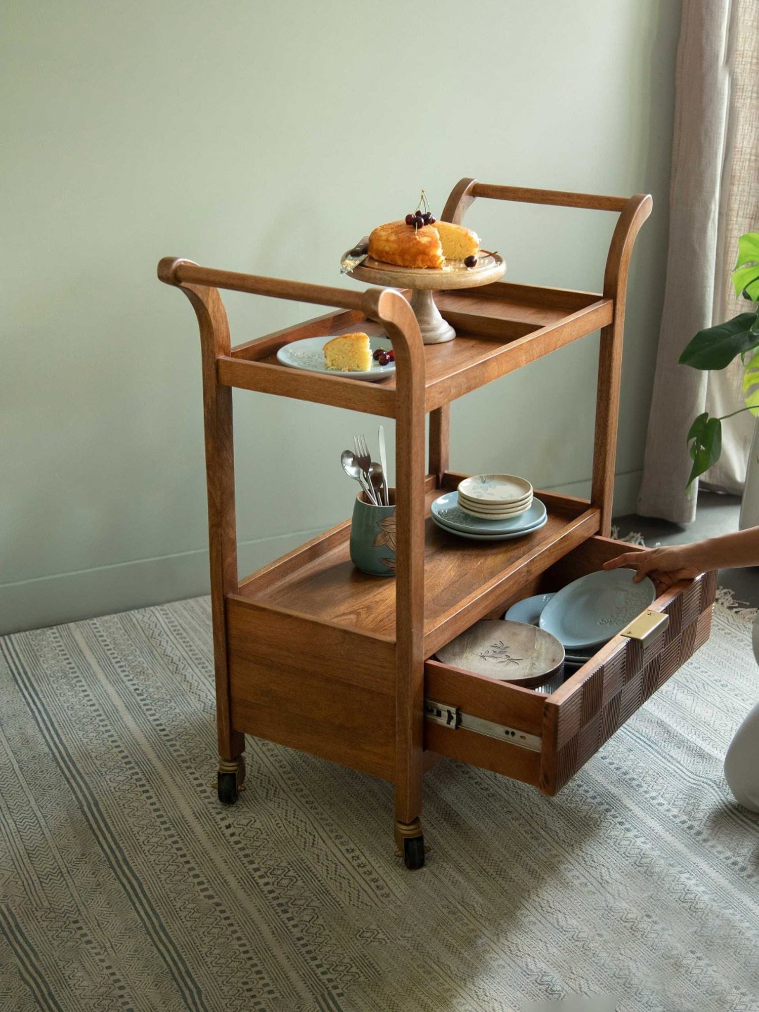 Ikiriya Kassel Solid Brown Wood Wine Rack Teak Finish