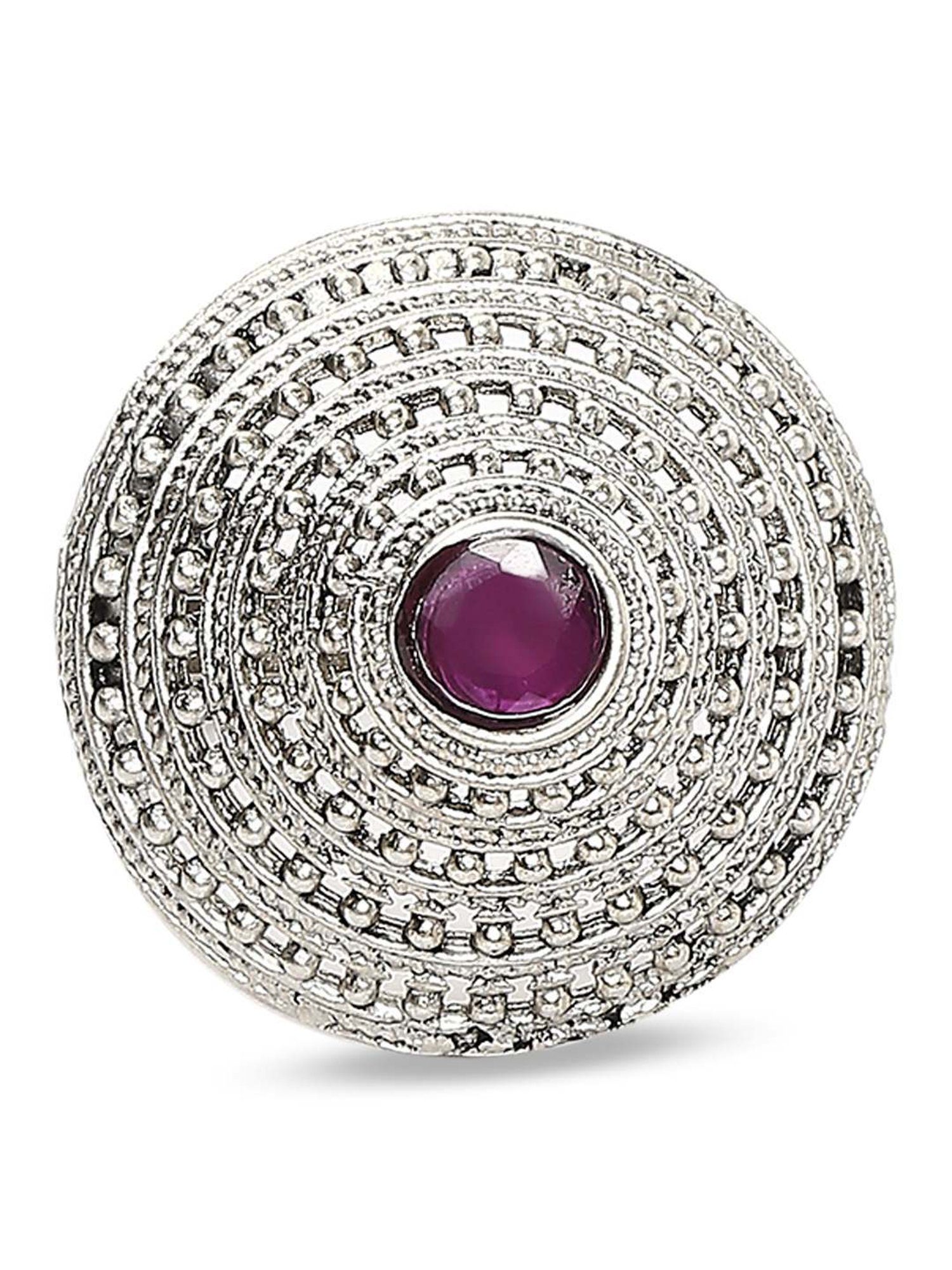 OOMPH Oxidised Silver 3D Design Tribal & Afghan Adjustable Finger Ring