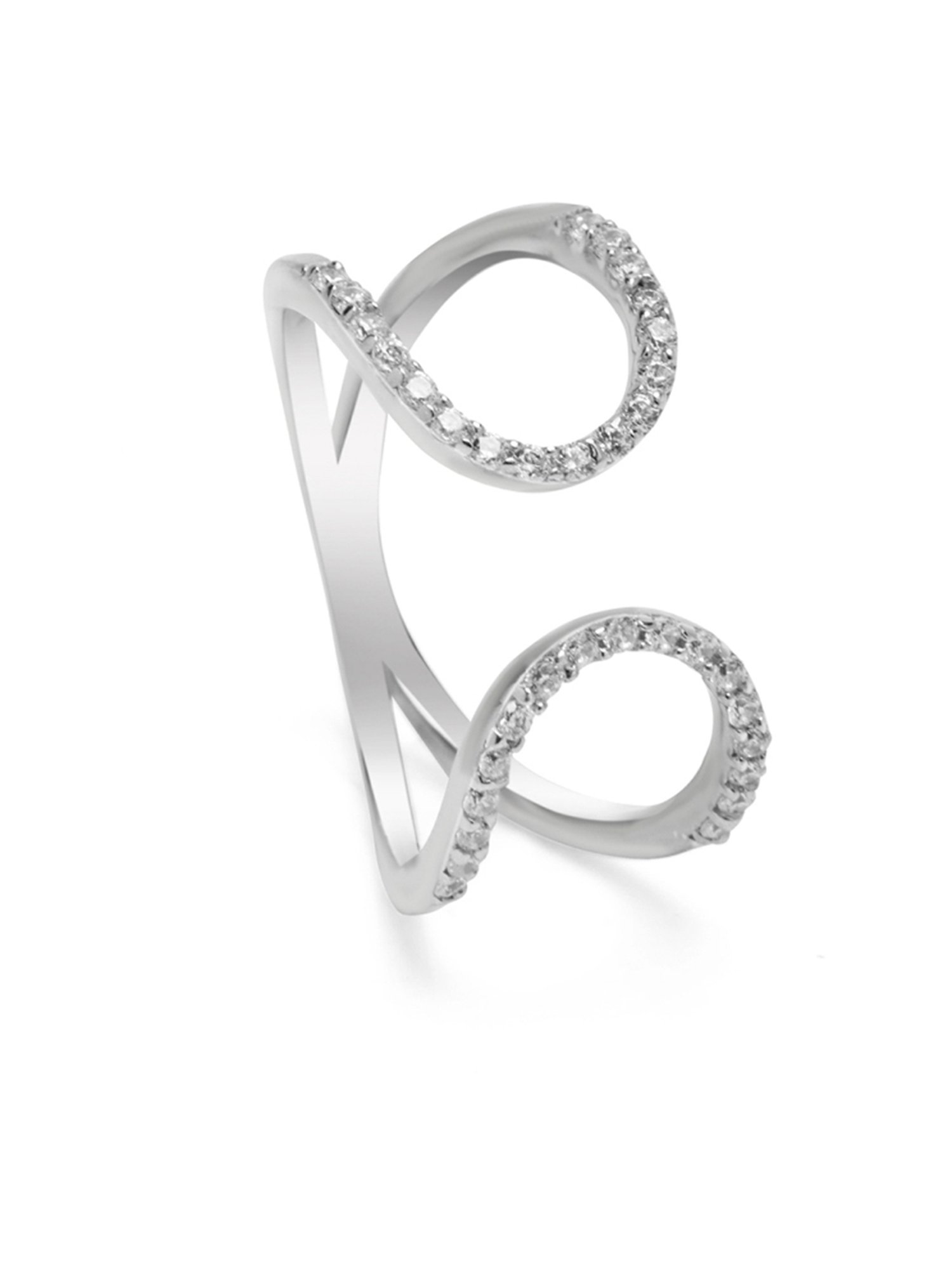 March by FableStreet 92.5 Sterling Silver Statement Zircon Studded Ring for Women