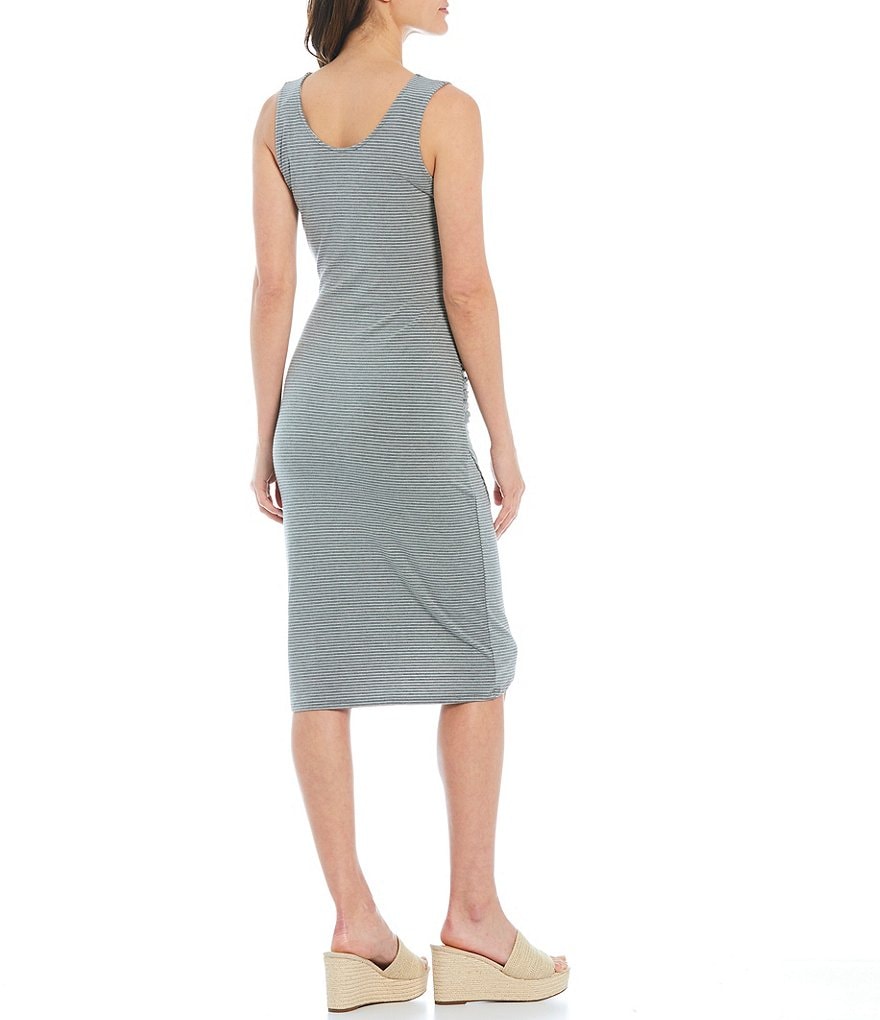 Eliza J Mock Halter High Neck Tiered Midi Dress