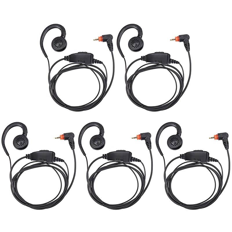 Walkie Talkie Earpiece 1 Pin G Shape Earpiece Headset with Mic PTT for Motorola SL300 SL7550 7580 7590 SL4000 SL1M 2 Way Radio 5 Pack