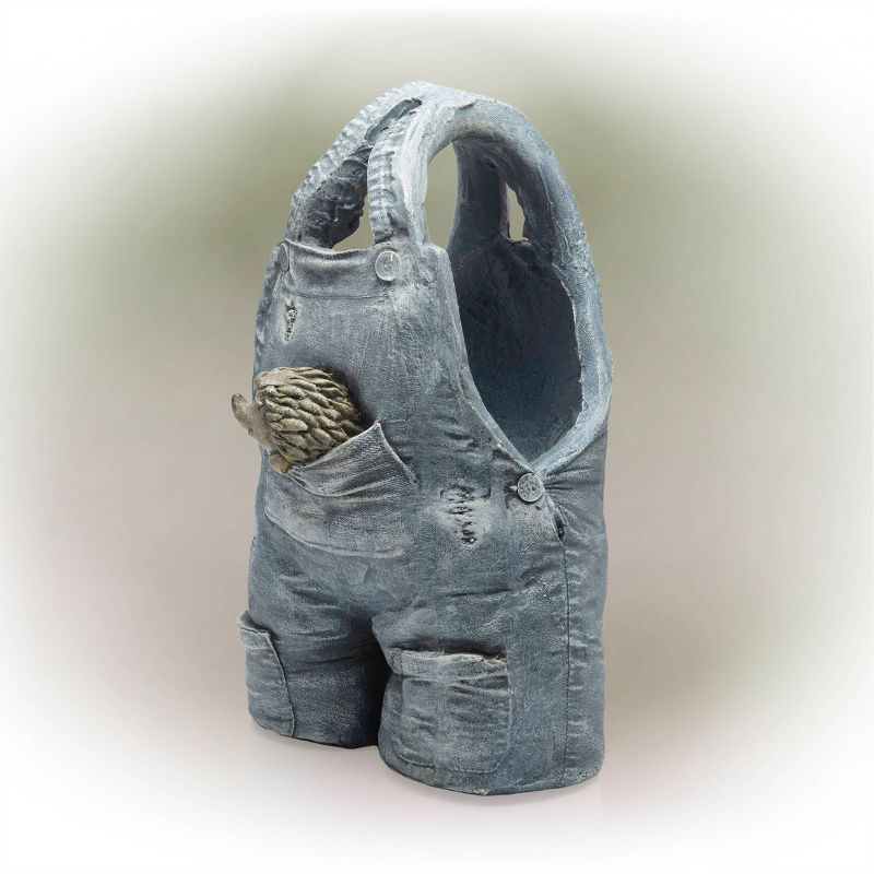 Rugged Suspender Flower Planter With Pocket Hedgehog Design - Alpine Corporation