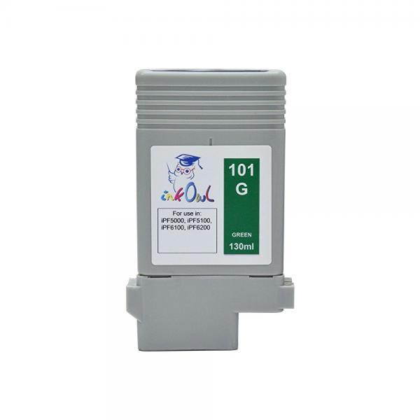 InkOwl Compatible Ink Cartridge Replacement for CANON PFI-101G (130ml, Green) for iPF5000, iPF5100, iPF6100, iPF6200 printers