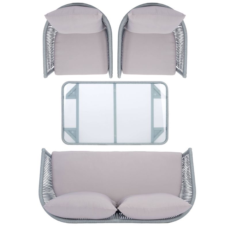 Belmi 4pc Rope Living Set - Gray - Safavieh