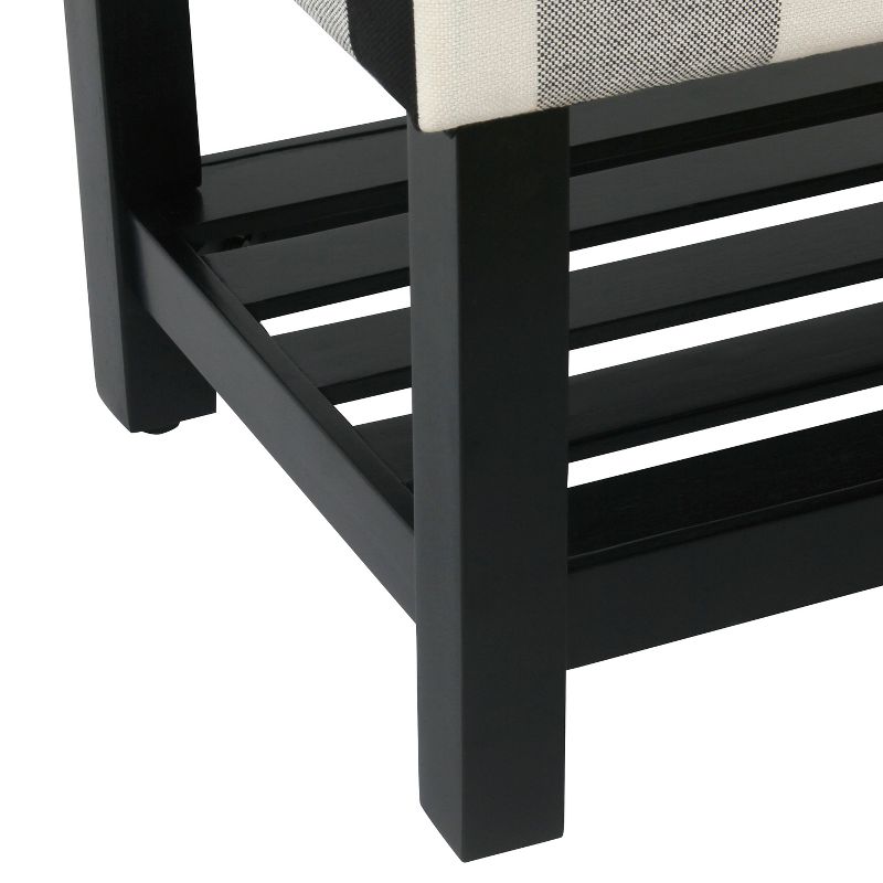 Decorative Bench with Wooden Black Plaid - HomePop