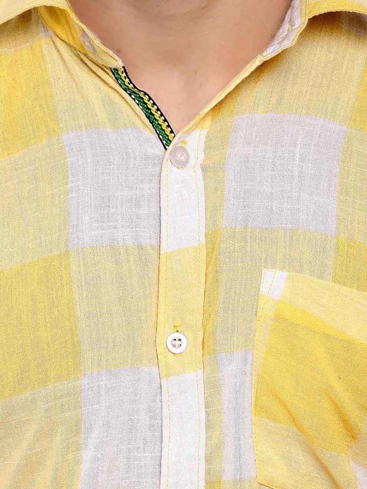 Hangup Plus Yellow Slim Fit Check Shirt