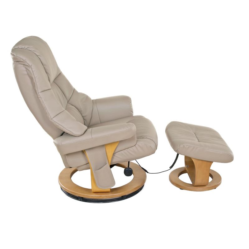 Plush 8 motor massage Leisure Recliner with Ottoman Beige - Relaxzen