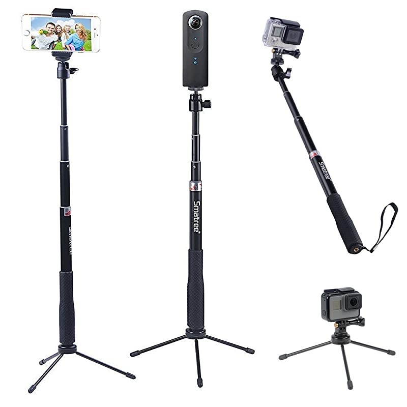 Q3 Telescoping Selfie Stick with Tripod Stand Compatible for GoPro Hero Fusion9876543+3SessionGOPRO Hero 2018DJI OSMO Action CameraSJCAMAKASOXiaomi Yi and Cell Phone