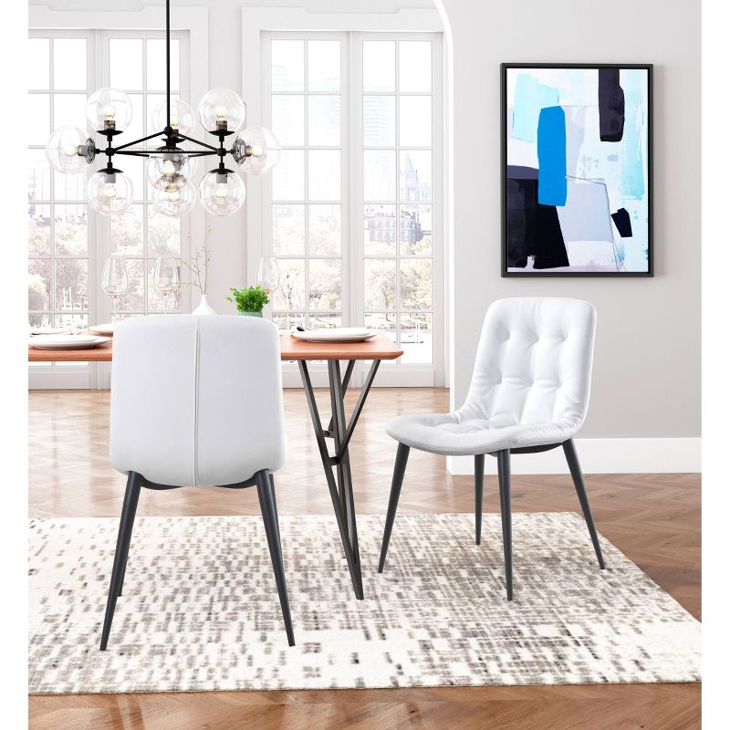 Set of 2 Luxe Tufted Dining Chairs White - ZM Home