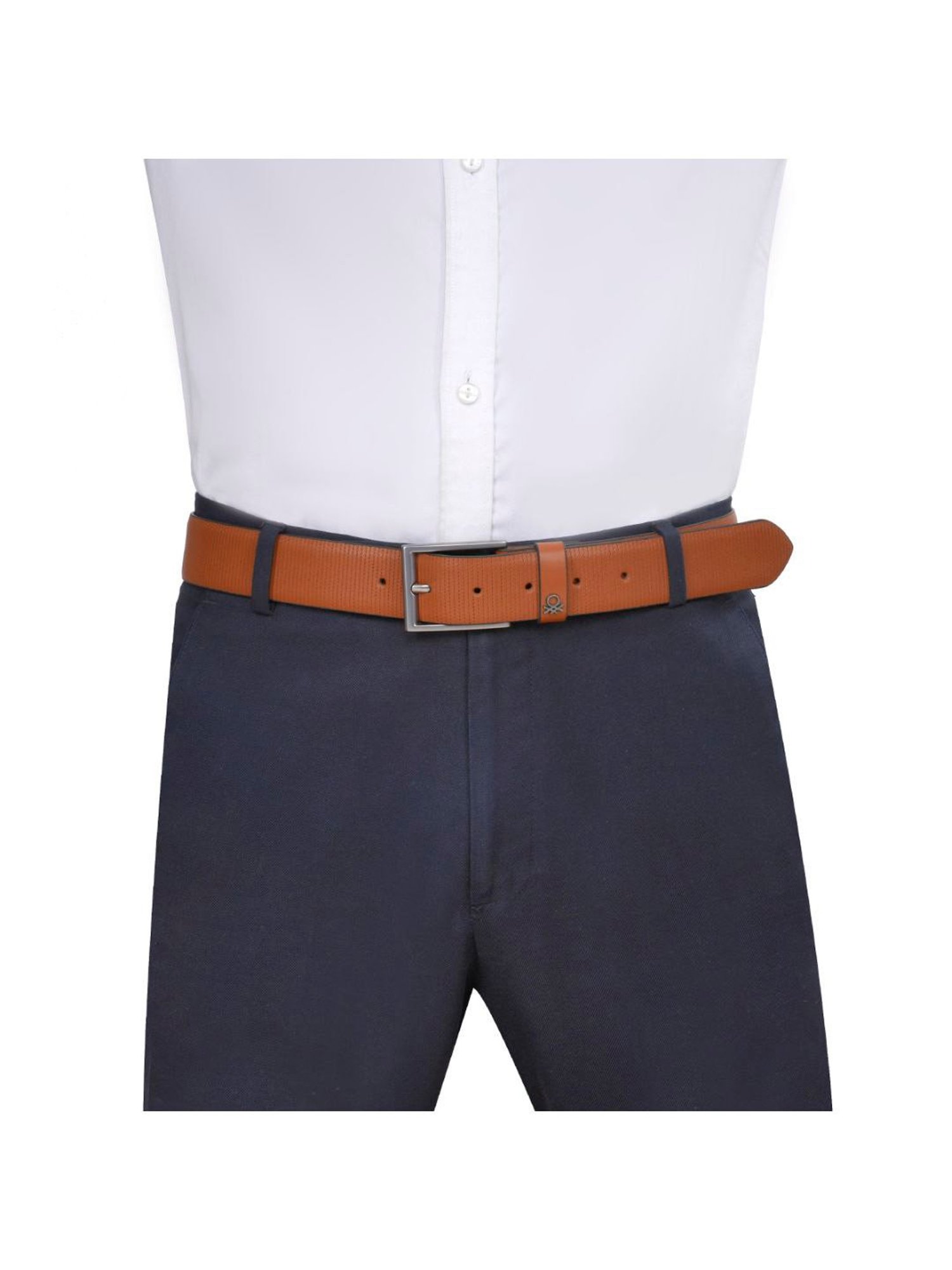 United Colors of Benetton Carcetti Tan Leather Textured Waist Belt