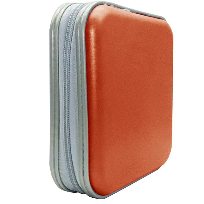 CD Case,DVD Storage DVD Case Holder VCD Wallet Organizer Protective Hard Plastic Portable Case (40 Capacity, Orange)