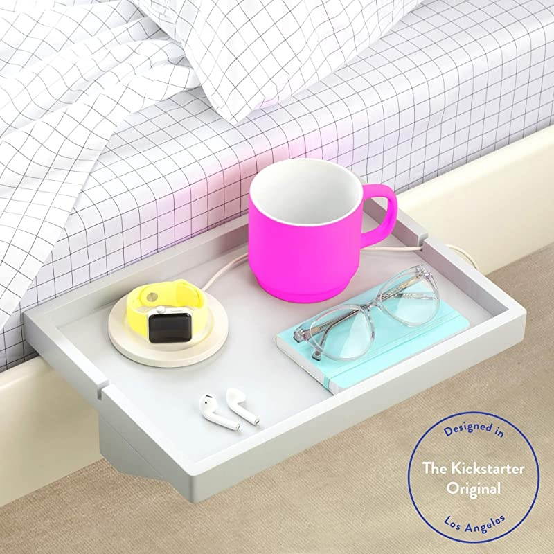 The Original Bedside Shelf for Bed and Bunk Bed Shelf 4 Colors / 5 Styles As Seen On Business Insider for Best College Dorm Room Essentials (Original Size, Bamboo in Grey)