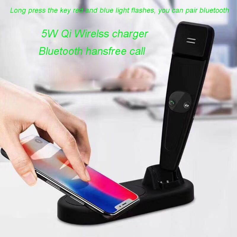 2in1 Retro Telephone Radiation-proof Handset Bluetooth Call Handsfree With Qi Wireless Charger for iphone