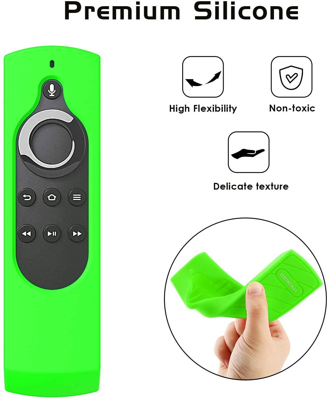 MoKo Silicone Remote Case Compatible with 5.9" Fire TV Stick 2020 Release 2016 Release with Alexa Voice Remote Control (1st Gen), [Anti-Slip] Shockproof Protective Cover Case - Green