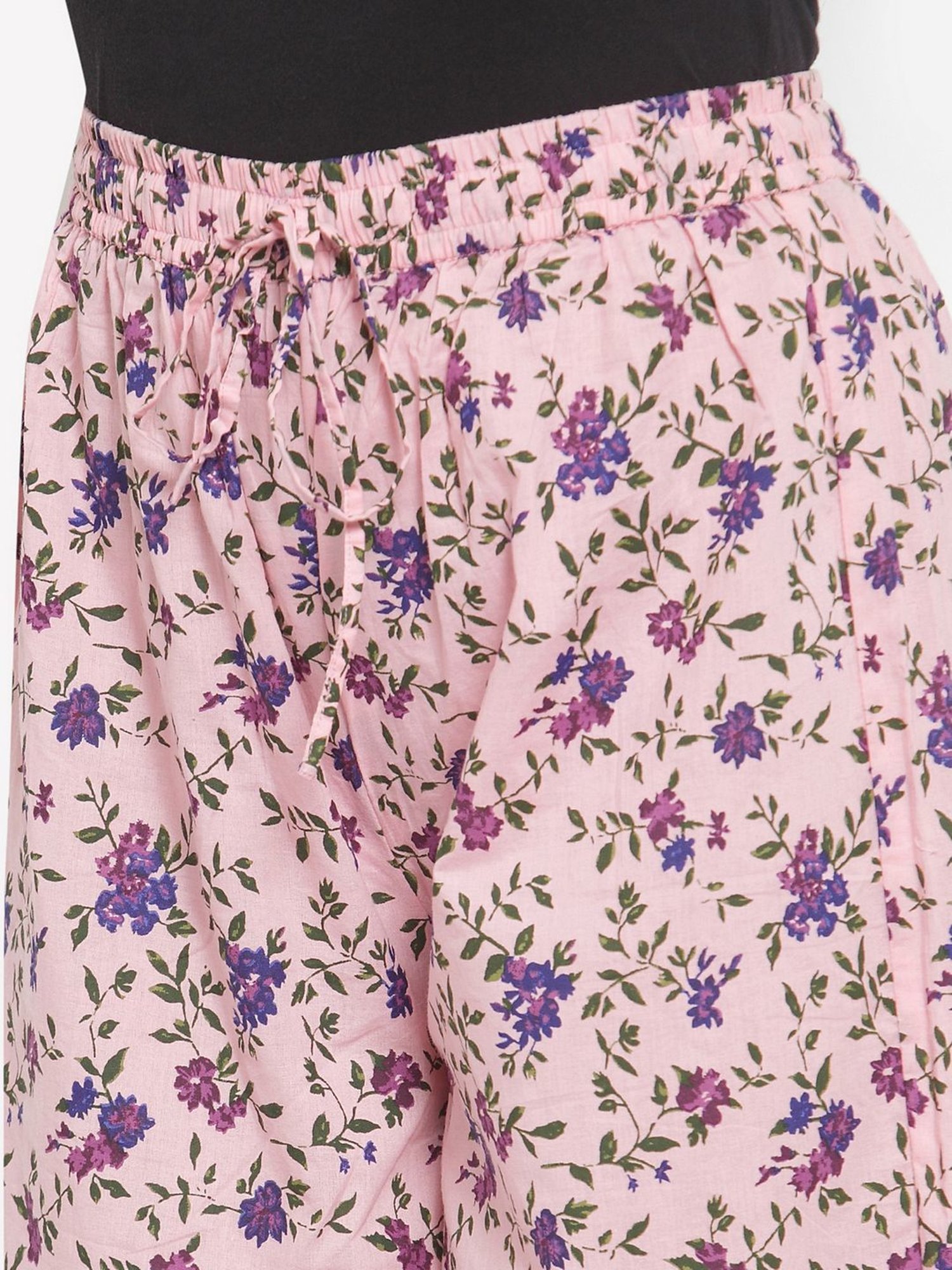 Indibelle Pink Cotton Floral Print Palazzos
