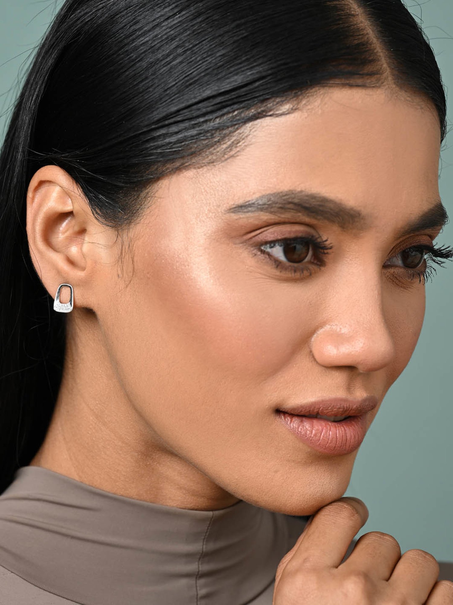 Clara 925 Silver Platinum Plated Swiss Zirconia Gemma Stud Earrings Gift for Women