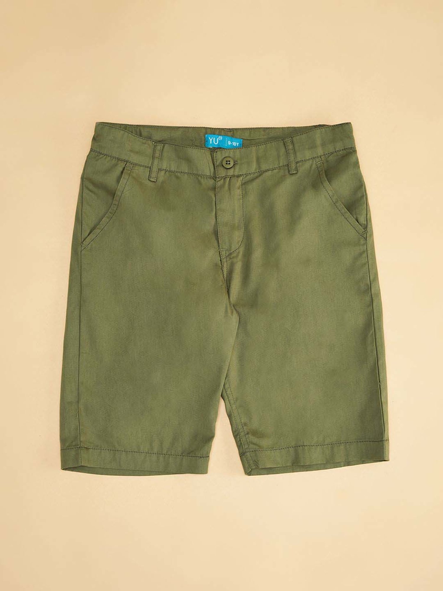 YU by Pantaloons Kids Olive Cotton Regular Fit Shorts