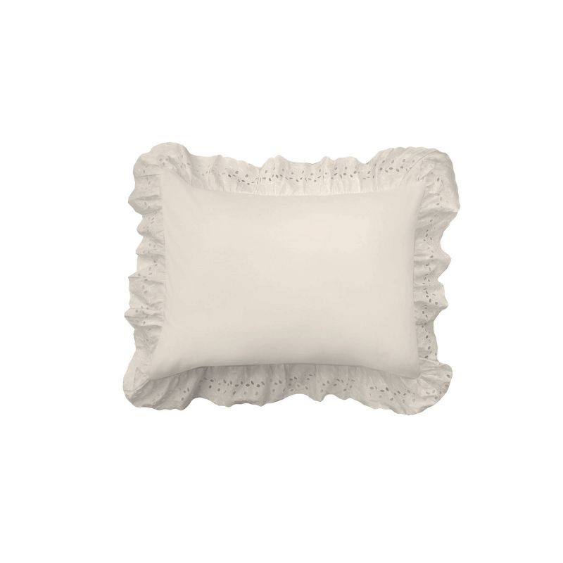 Standard 2pk Eyelet Ruffled Sham Ivory - Fresh Ideas