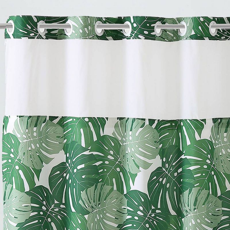 Palm Leaf Shower Curtain with PEVA Liner Green - Hookless