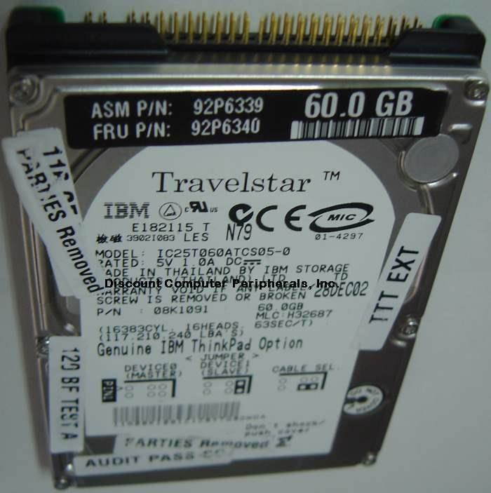 IBM IC25T060ATCS05-0 60GB 2.5in 12MM IDE Drive Free USA Ship Our Drives Work