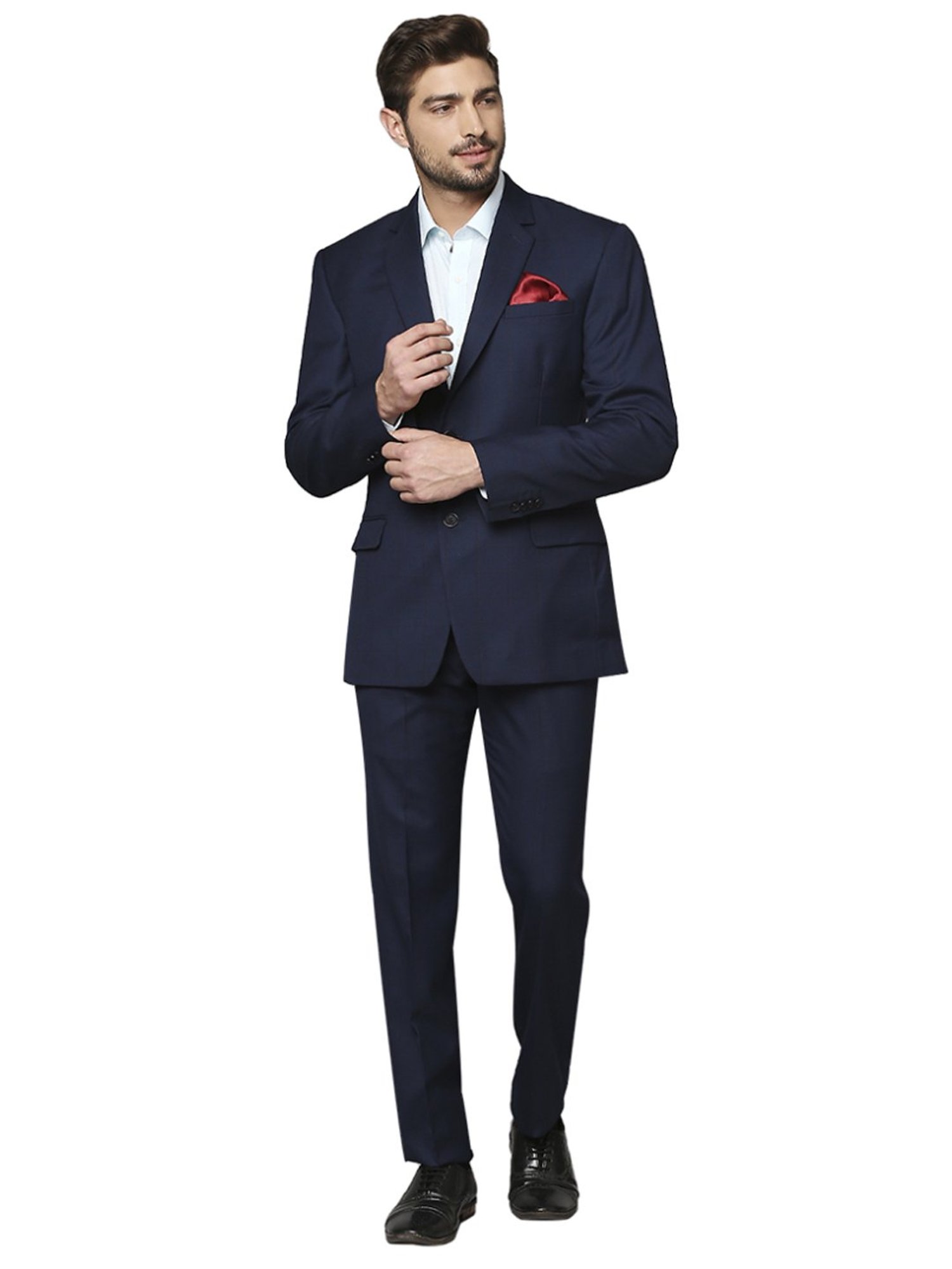 Raymond Blue  Regular Fit Checks Two Piece Suit