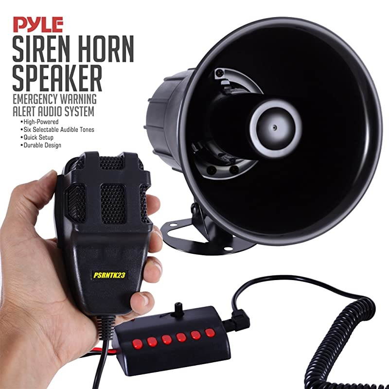 6 Tone Sound Car Siren Vehicle Horn w Mic PA Speaker System Emergency Sound Amplifier 30W Emergency Sounds Electric HornHooter Ambulance Siren Traffic Sound PA Microphone System