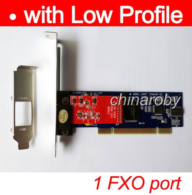 X100P with 1 FXO ports,PCI Card with 2U Low Profile, Supports Asterisk FreePBX Issabel AsteriskNow  FXS FXO Card Phone Solution