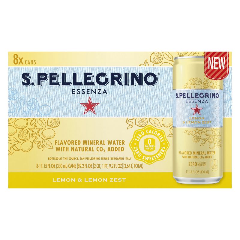 S.Pellegrino Essenza Lemon & Lemon Zest Flavored Mineral Water - 8pk/11.15 fl oz Cans