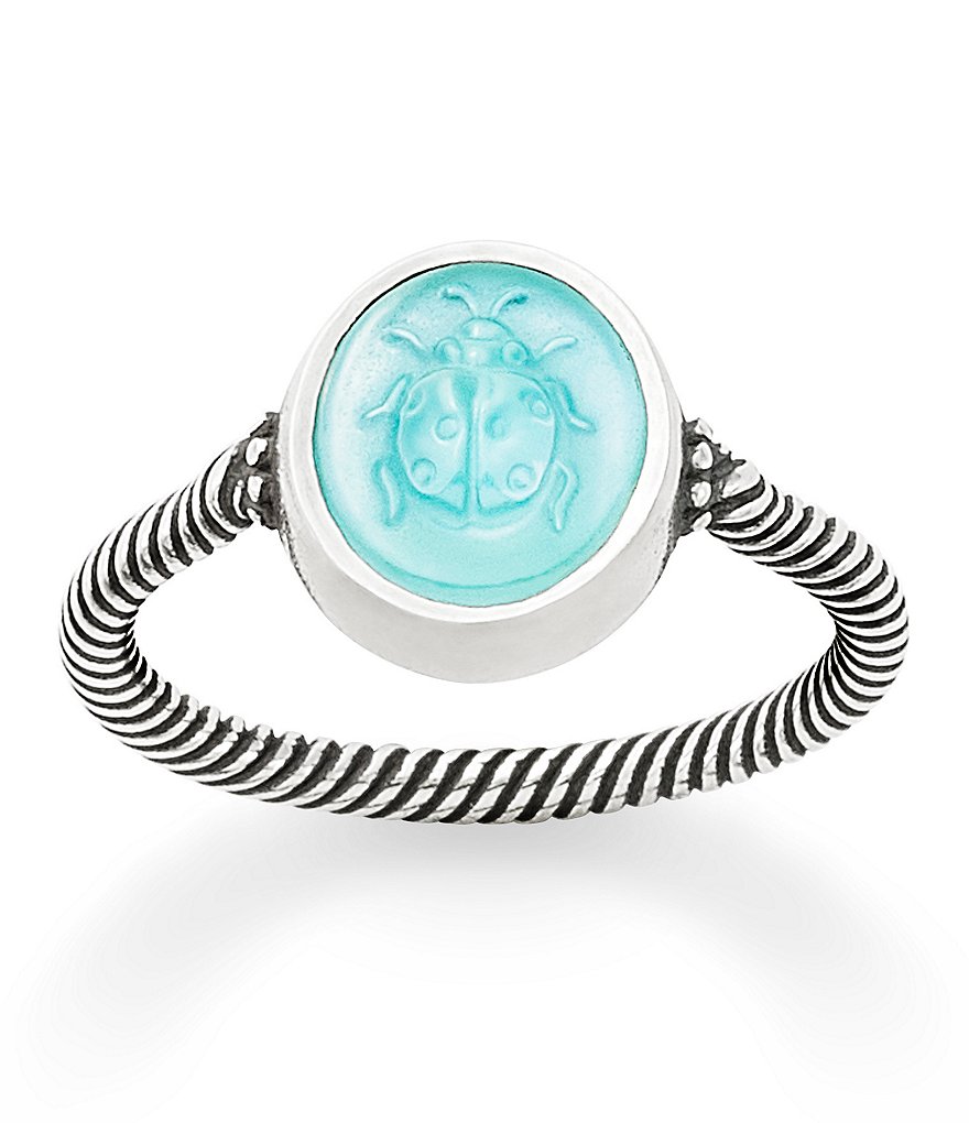 James Avery Sculpted Ladybug Teal Triplet Ring