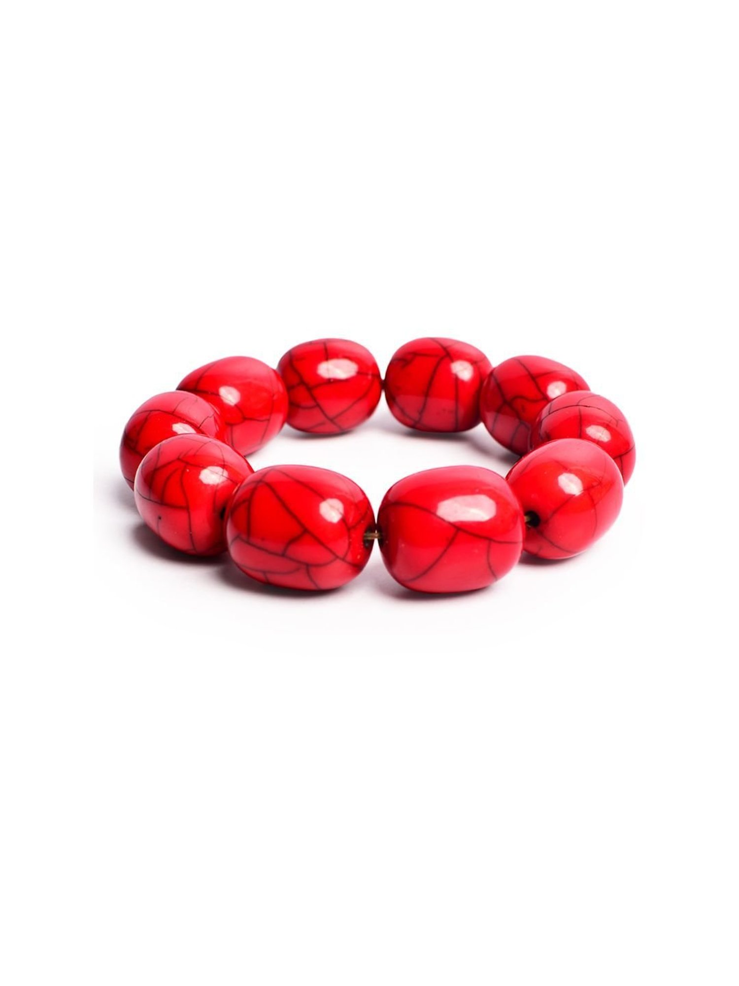 IMLI STREET Red Artificial Stone Stretchable Bracelet for Women
