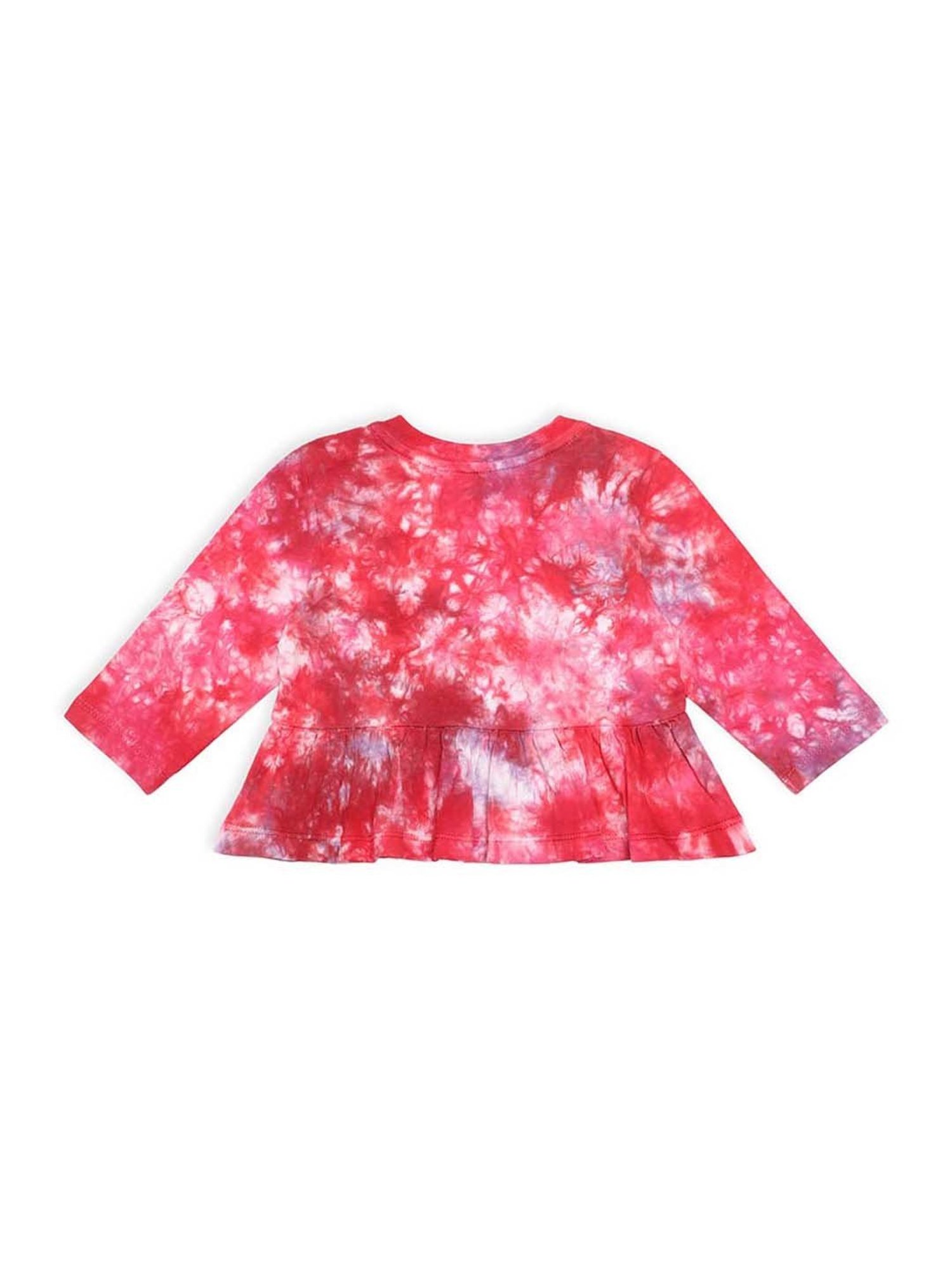 MiArcus Kids Red & White Cotton Over Dyed Full Sleeves Top