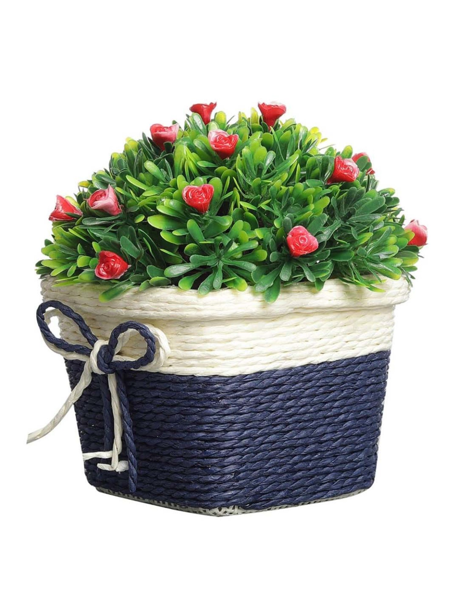 Foliyaj Multicolor Plastic Artificial Flower Plant With Pot - Set of 2