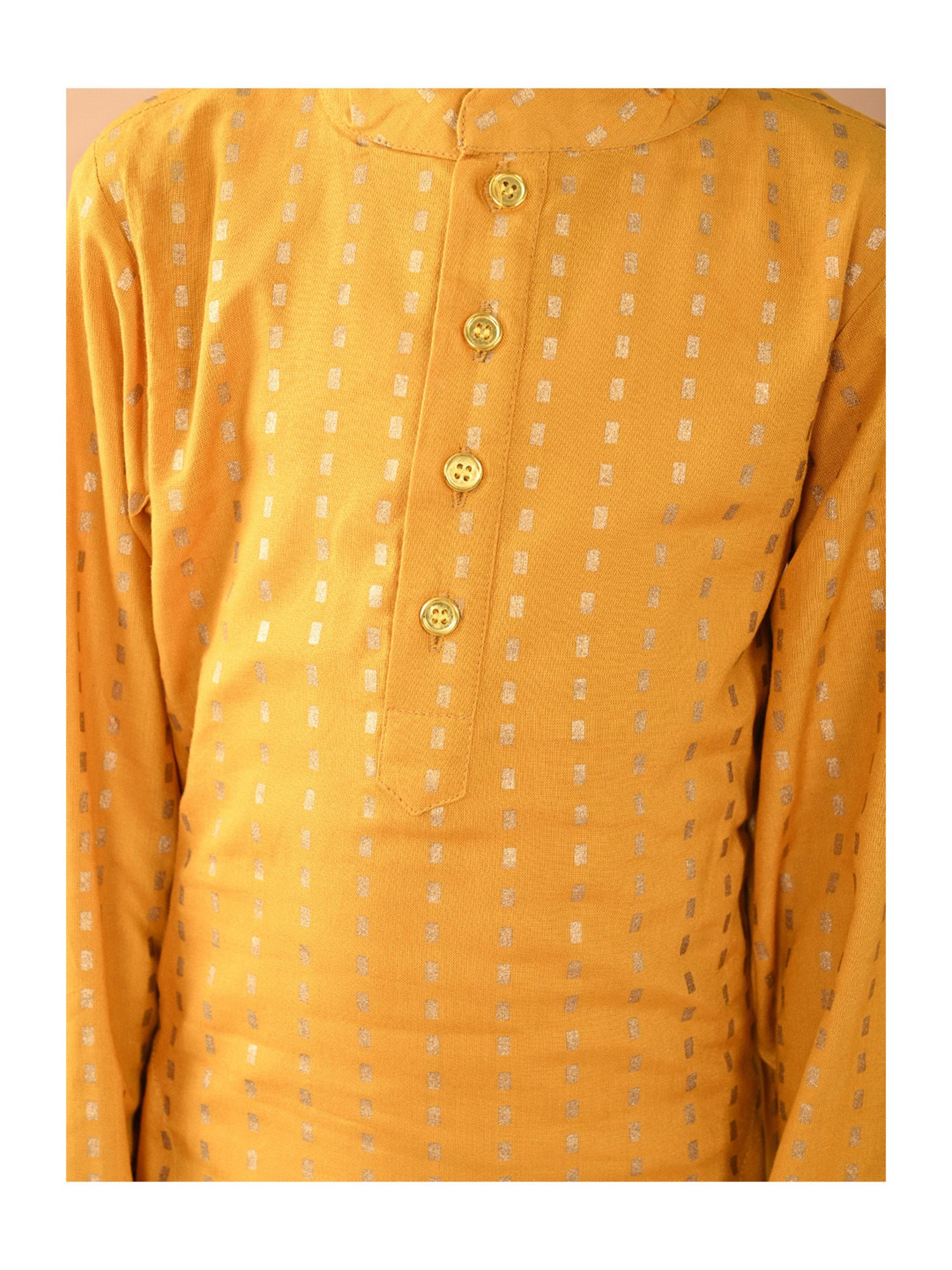 LilPicks Kids Mustard Striped Full Sleeves Kurta With Pyjamas