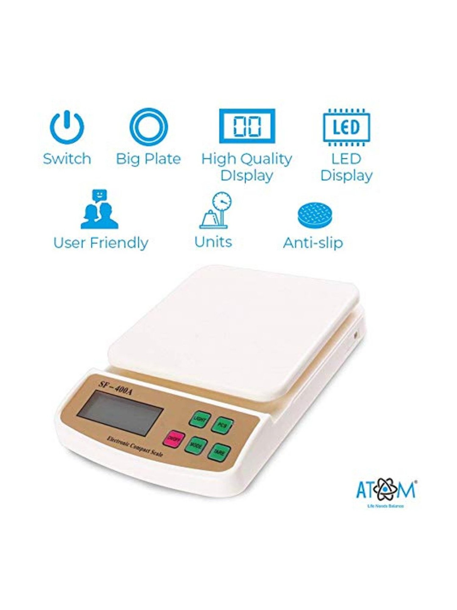 MCP SF 400A Digital Multi-Purpose Kitchen Weighing Scale (White)