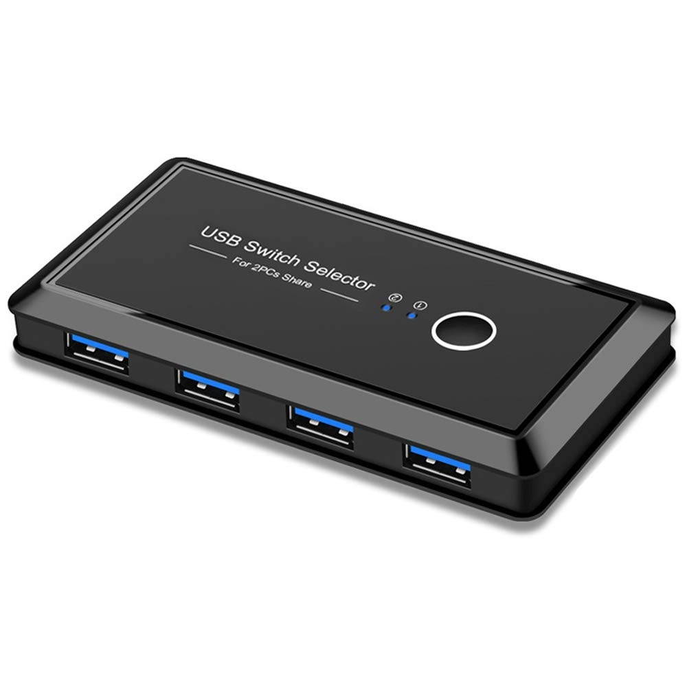 USB 3.0 Switch Selector Fuumuui KVM Switcher Adapter 4 Port USB Peripheral Switcher Box Hub for Mouse Keyboard Scanner Printer PCs with One Button Swapping and 2 Pack USB 3.0 Cable