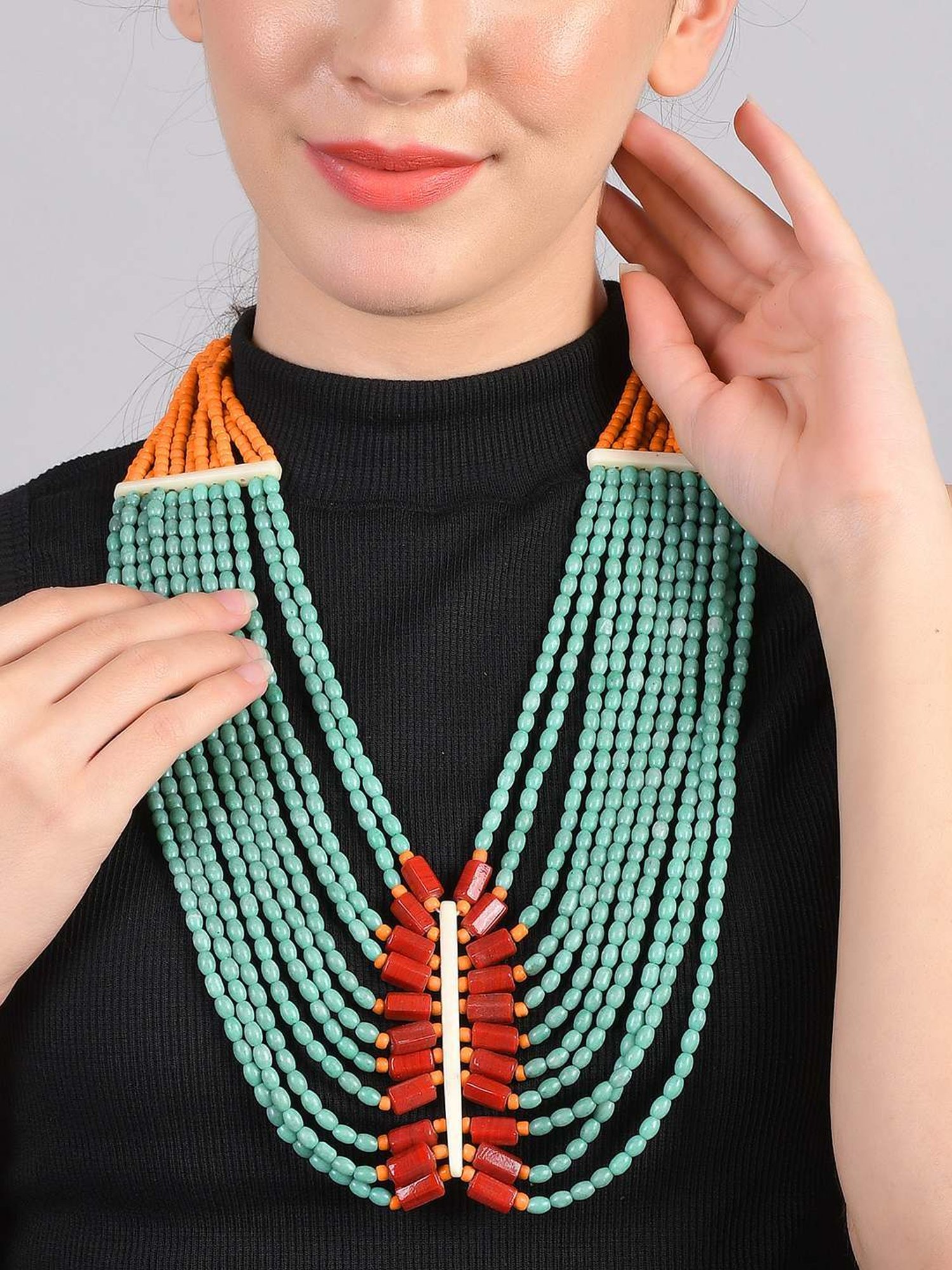 Imli Street Multicolor Vintage Naga Beaded Tribal Necklace