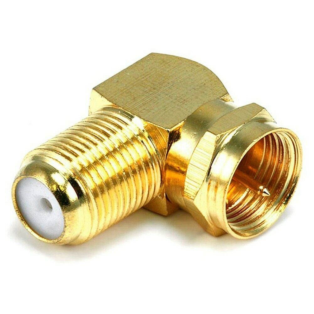 8 Pcs F Type Male to Female Right Angle 90 Degree Coax Coaxial TV Adapter Gold