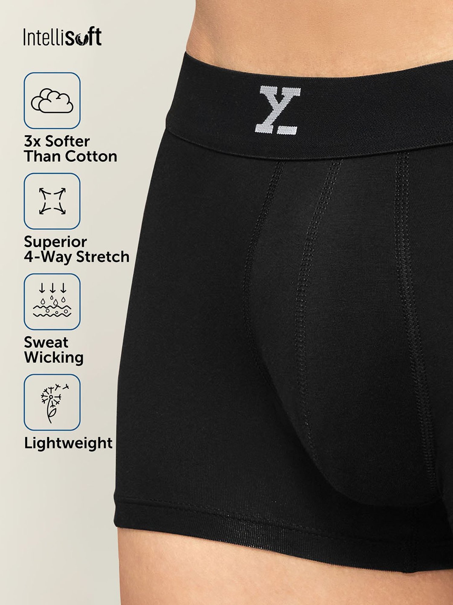 XYXX Light Grey & Black Trunks - Pack of 2
