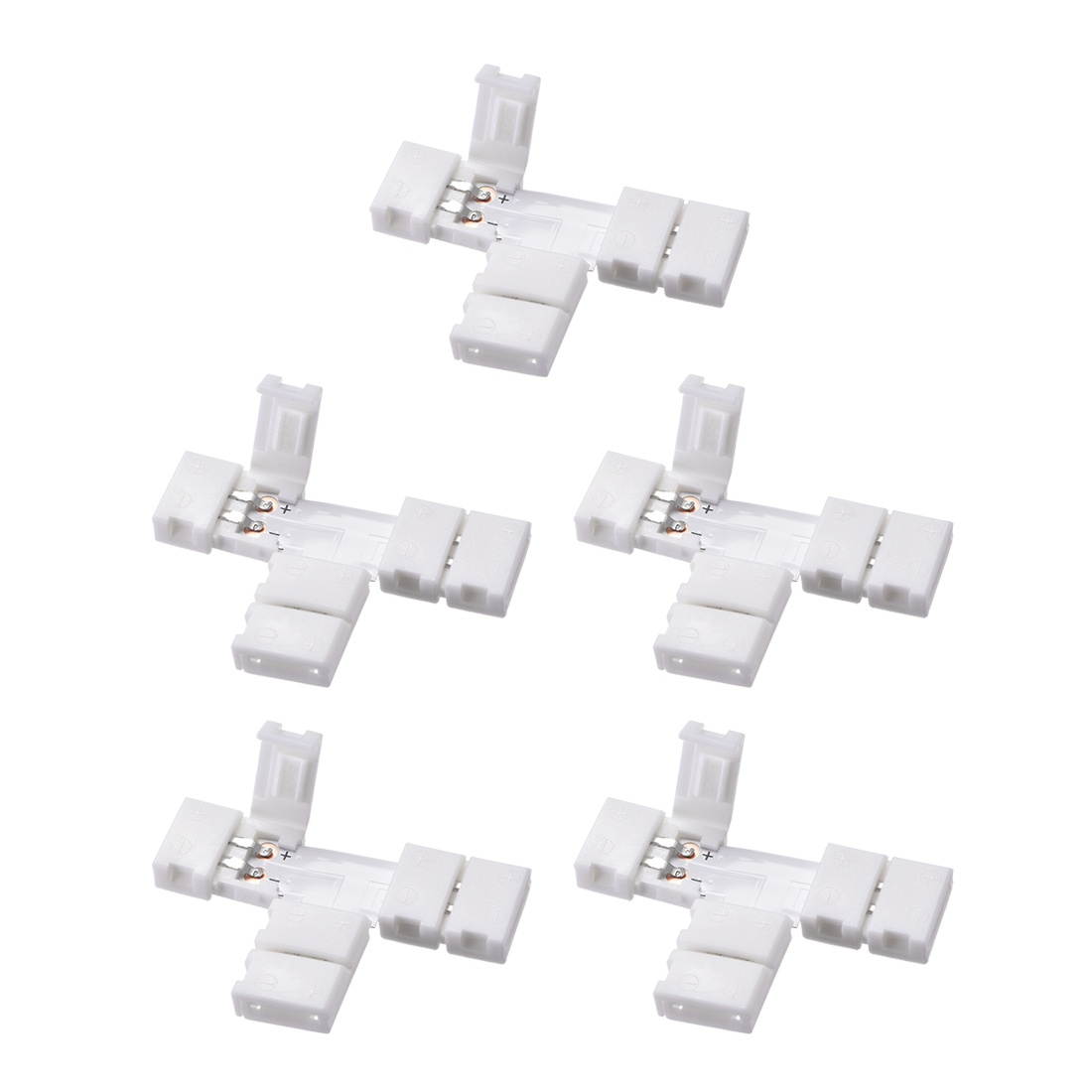 8mm 2P T-shape LED Strip Connector for Single Color 3528 2 Conductor LED Strip Lights 5Pcs