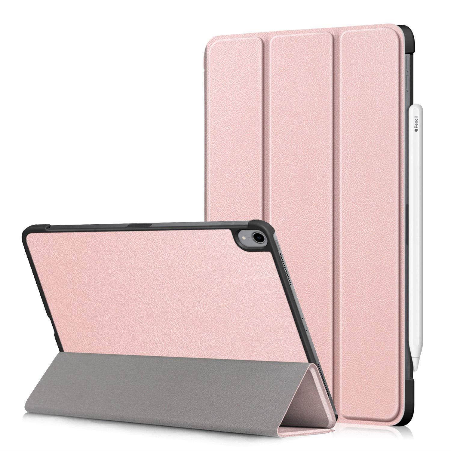 for iPad Pro 11 (2018) Case, SuperGuardZ Slim Shockproof Smart Folio Protective Cover Armor w/Sleep&Wake Function [Rose Pink] + 2 Stylus Pen