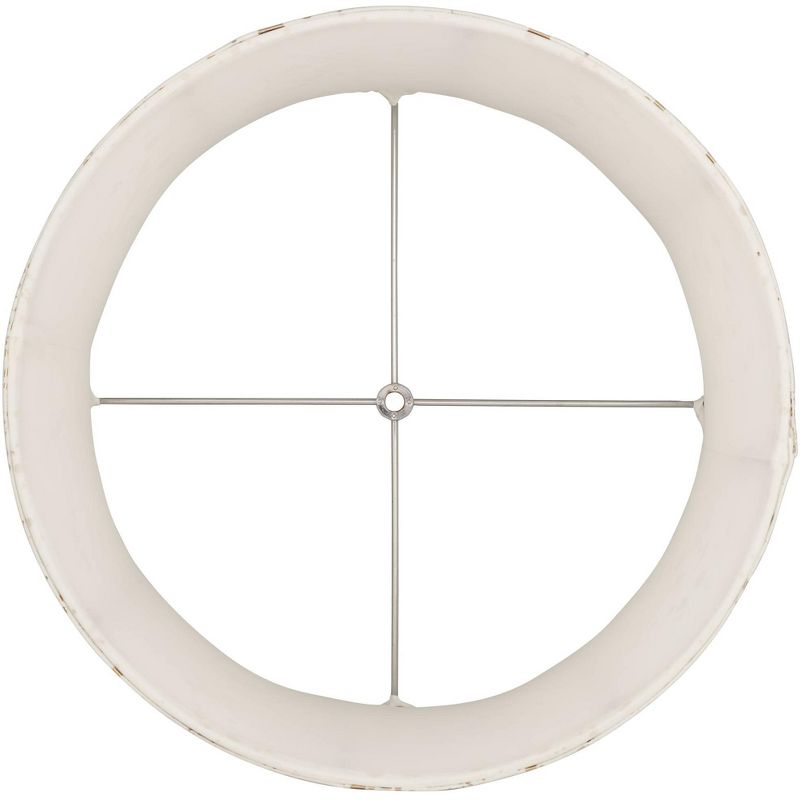 Springcrest Off-White Metallic Dot Medium Drum Lamp Shade 15" Top x 16" Bottom x 11" High (Spider) Replacement with Harp and Finial